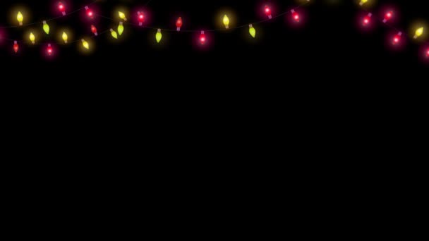 Рождественская Гирлянда Прозрачный Фон Светящиеся Лампочки Светятся Рождество Новый Год — стоковое видео