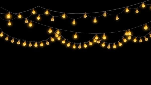 Glühbirnenschnur Mit Blinkenden Lichterketten Party Weihnachten Oder Neujahr Hintergrund Feiertage — Stockvideo