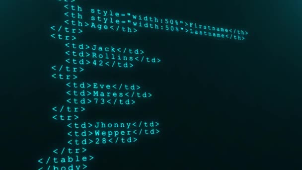 Kaynak Kod Veri Kaydırmanın Canlandırması Program Kodu Hackleme Işlemi Hacker — Stok video