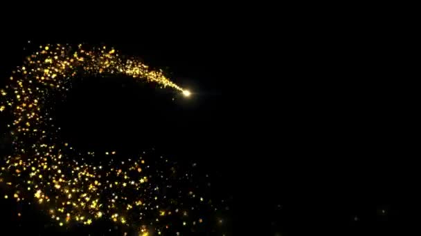 Золота Частинка Хвостової Лінії Блиск Світло Ігристе Блискуча Хвиля Слід — стокове відео