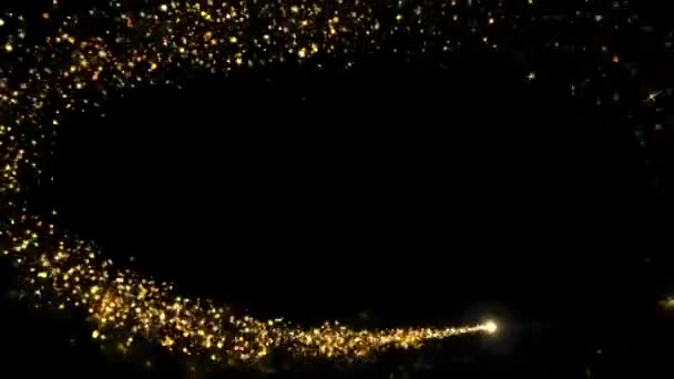 4K金闪烁着魔法光粒子尾线 圣诞节金光闪闪 3D发光尘迹 开瓶器 Bokeh 周年纪念日 圣诞节 — 图库视频影像