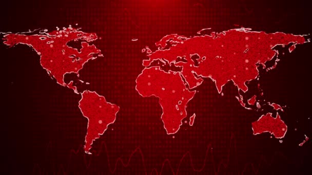 세계지도 Network Connections 감염의 애니메이션 코로나 바이러스 디지털 세계에서 바이러스 — 비디오