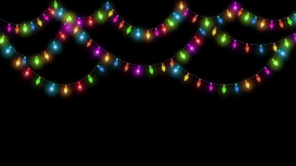 Marco Bombilla Navidad Marco Temático Vacaciones Compuesto Luces Navidad Colores — Vídeo de stock