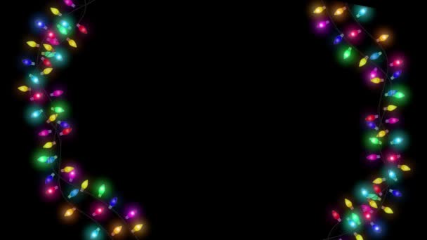 Weihnachten Feiern Goldene Rahmenleuchten Isoliert Realistische Gestaltungselemente Glühend Frohe Weihnachtsdekoration — Stockvideo
