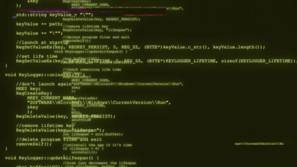 4Kプログラマコーディング ブラックコンピュータ画面エンジニア ソフトウェアアプリのタイピングコード画面を開発します ハック保護データ ウェブサイトのスクリプトはコマンドを掘ります ハイテクソフトウェア開発ブロックチェーン — ストック動画
