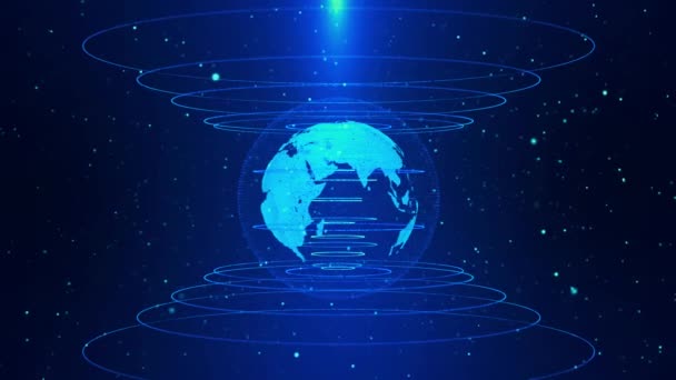 Futuristic Digital Globe Futuristic Technology Earth Globe Περιστρεφόμενη Στον Κυβερνοχώρο — Αρχείο Βίντεο