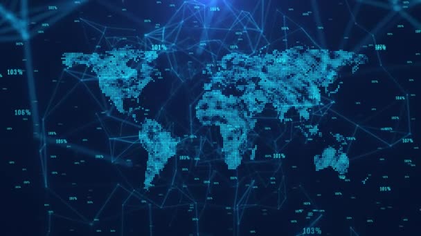 Dünya Haritası Düğüm Hattı Bağlantısı Dünya Çapında Küresel Iletişim Son — Stok video