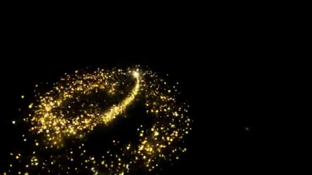 Golden Sparkles Luz Mágica Partículas Tail Line Ouro Natal Brilha — Vídeo de Stock