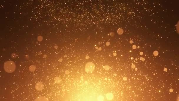 Abstract Background Shining Gold Particles Shimmering Glittering Circles Bokeh Magical — Stock Video