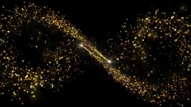 3Dゴールデンシャインクリスマスパーティクルテールライングリッターダスト光フレアライト エネルギー飛行波ライン 魔法の輝く誕生日 記念日 イベント クリスマス フェスティバル ディワリ — ストック動画