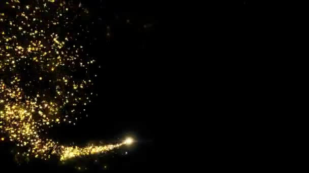 Golden Funkelt Magic Light Particle Tail Line Weihnachtsgold Glitzert Glühende — Stockvideo