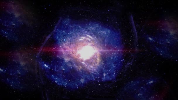 Abstract Blauwe Galaxy Nebula Space Universe Panorama Kosmische Diepe Ruimte — Stockvideo