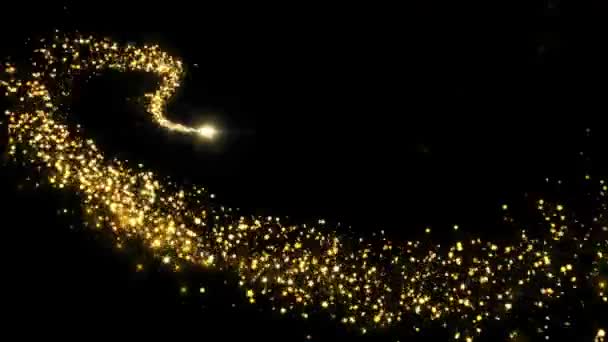 金粉尾线闪烁着闪光的光波 粒子冲撞小径闪烁着魔力的闪光小径 明亮的火花背景生日 周年纪念日 — 图库视频影像