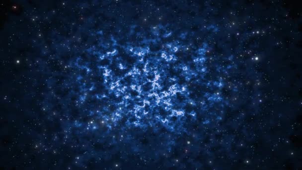 4K抽象ブルー3Dギャラクシーネブラ宇宙パノラマ 宇宙深宇宙旅行の背景 星と銀河の宇宙 雲の星のフィールド バーストギャラクシー エレクトリックグロースペースライト — ストック動画