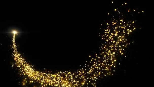 Сияющий Волшебный Свет Светящиеся Частицы Феи Золотые Блёстки Великолепный Волшебный — стоковое видео