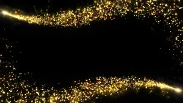 Oro Brillante Luz Brillante Rastro Oro Partículas Moviendo Fondo Línea — Vídeos de Stock