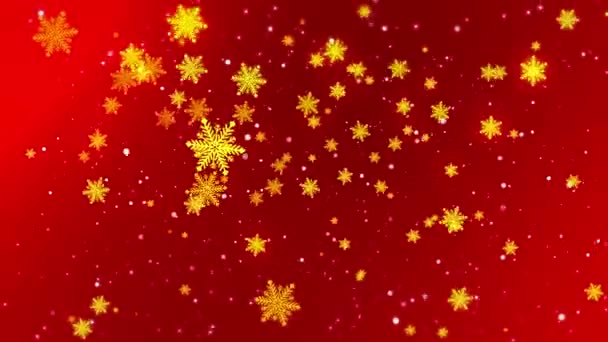 Snow Falling Particles Winter Christmas Loop Background Confetti Snowflakes Red — Stock Video