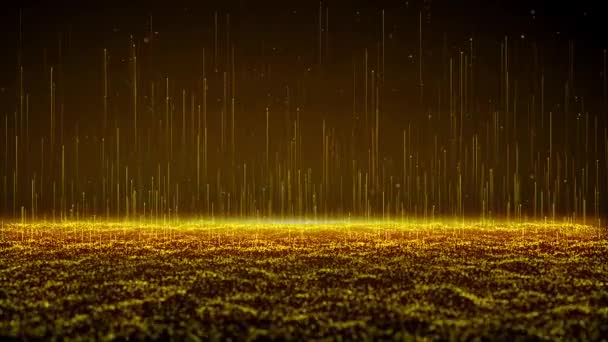 Gyllene Partiklar Fritt Stigande Flytande Spotlight Partiklar Våg Scen Dekoration — Stockvideo