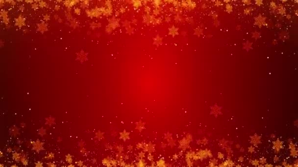 Червоні Конфітті Сніжинки Боке Запалює Червону Петлю Фон 2024 2025 — стокове відео