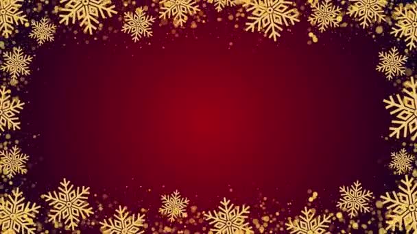 花の枝 キャンデー ライトおよびホリーが付いているクリスマス ツリーのお祝いのフレーム デザインの挨拶カード メリークリスマス ホリデー お祝いの雪フレーク — ストック動画