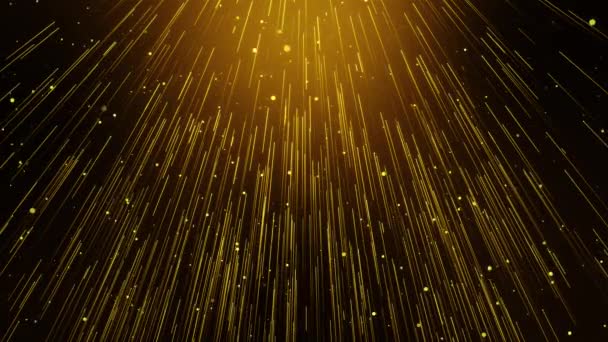 Абстрактні Золоті Блискучі Частинки Падають Нагородження Вечірки Частинок Смуги Хвилі — стокове відео