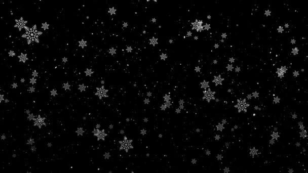 4K的圣诞节 Confetti雪花照亮了3D背景 2024新年 节日的雪花 — 图库视频影像