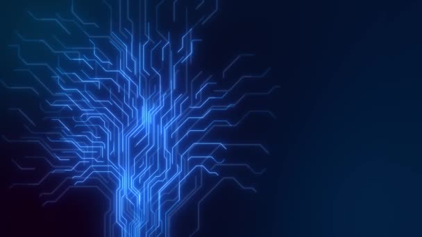 Цифровая Материнская Плата Advanced Futuristic Chip Motherboard Решетка Энергетические Волны — стоковое видео
