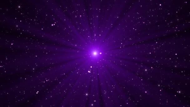 发亮紫色粒子4K动画运动背景闪烁着圣诞闪光粒子 粒子星尘 未来的闪烁着光芒的苍蝇在太空中摇曳 — 图库视频影像