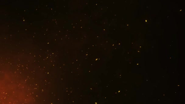 Частинки Вогню Спалювання Червоних Гарячих Іскр Частинки Вогню Світяться Чорному — стокове відео