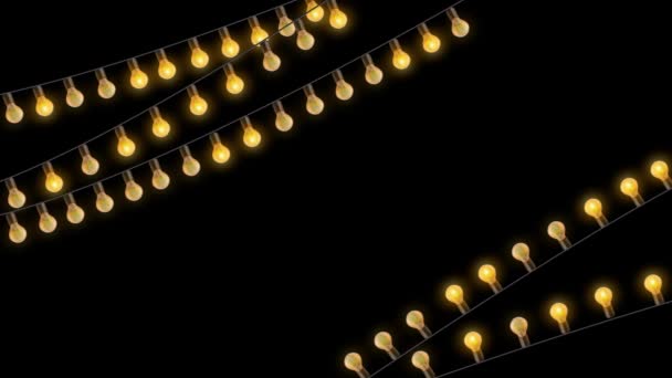 Light Bulbs Border Christmas Holiday Themed Frame Pattern Glowing Lights — Stock Video