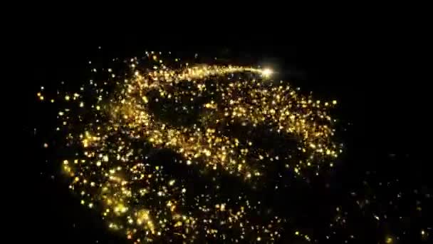 摘要圣诞金粉尘迹移动背景 快速能量飞行波线闪光灯 粒子尘埃闪烁 奢侈的魔法节日生日 Diwali — 图库视频影像