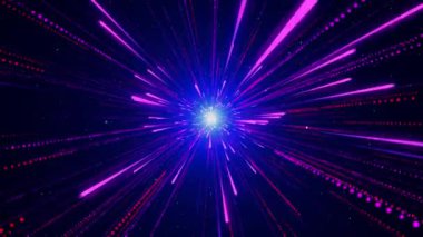 Uzayda uçan dijital ışık hızı hiperuzay bilim kurgu elektrik dinamik çizgileri arkaplanı. Neon Parlayan Zaman Yolculuğu ışınları. Çizgiler, sanal gerçeklik, uzay ve zaman dizileri, karayolu ışıkları.