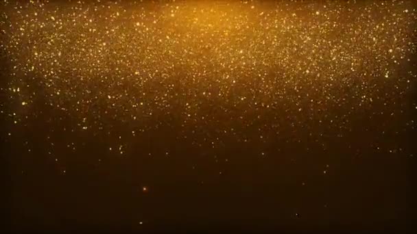 Золотий Фон Блискучих Частинок Золота Літаючий Пил Мерехтливі Блискучі Частинки — стокове відео
