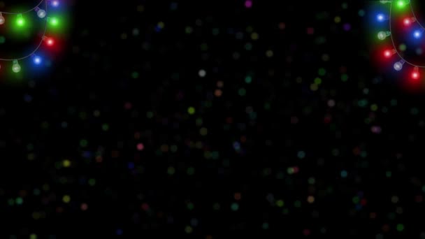 4K彩色灯泡串串 环绕圣诞假期主题的框架模式 在灯的周围闪烁着亮光 圣诞节 周年纪念日 庆祝活动 生日快乐 — 图库视频影像
