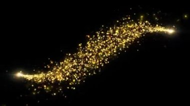 Soyut Noel Altın Parçacıkları Arkaplan Taşıma Tozu izi. Hızlı enerji uçan dalga hattı flaş ışıkları. Parçacık tozu titreşiyor. Lüks sihirli bayram, yeni yıl, etkinlik, Diwali.