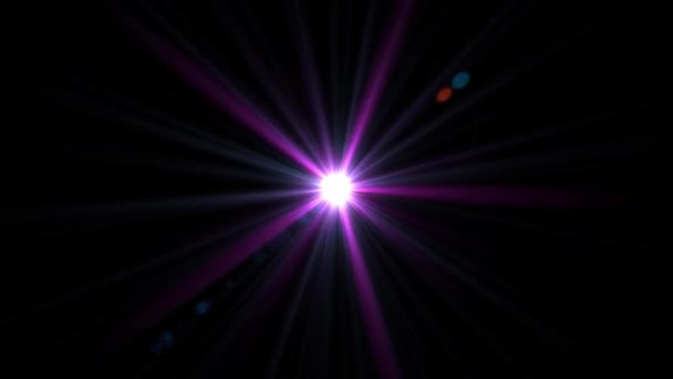 Projecteurs et projecteurs. 4K centre fuite lumière explosion optique lentille fusées éclairantes fond d'animation brillant. lumière naturelle rayons de lampe effet brillant dynamique. effet studio, lumière de rayon