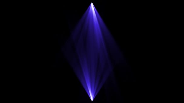 ブルースポットライトとホワイトレーザーホログラムが回転し 明るいビームを放出します ステージライト 照明効果 ショーの間にコンサートホールの段階照明 コンサート装飾的な電球の壁 — ストック動画