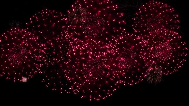 Silvesterfeuerwerk Feier Schleife Von Echtem Feuerwerk Hintergrund Abstraktes Golden Glänzendes — Stockvideo