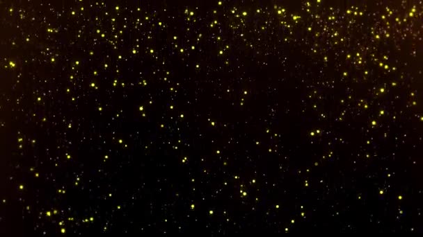 Abstrato Mágico Brilhando Fundo Partículas Brilho Ouro Com Estrelas Caindo — Vídeo de Stock