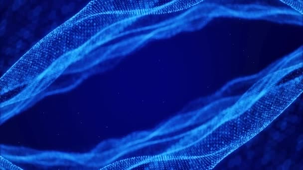 未来的なデジタル未来ハイテクビッグデータ抽象トンネルライトストリーク効果アニメーション背景 ライト ストリークの背景 ネオン グリッド フロア Sci 青いライト フレア — ストック動画