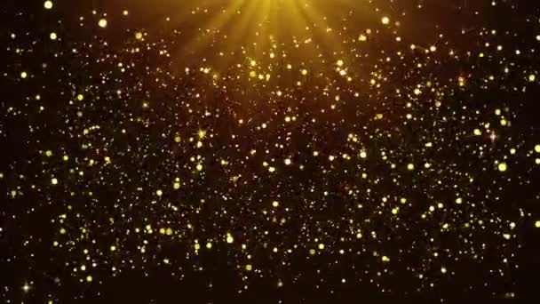 Luxo Ouro Luz Espumante Prêmios Palco Fundo Ponto Luz Partículas — Vídeo de Stock