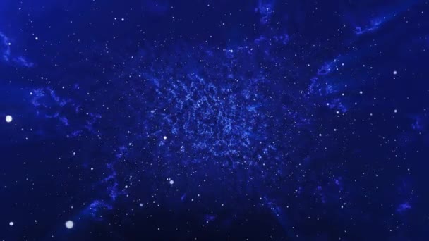 一个虚拟的飞行通过恒星和星云星空与闪烁的恒星闪烁的运动背景 星云无限宇宙星系 行星太阳系 星团和星云 — 图库视频影像