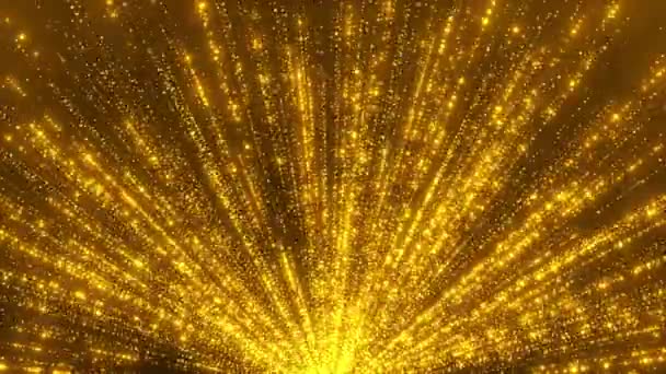 Goldpartikel Bokeh Staub Licht Steigt Glitter Luxus Partikelstreifen Loop Cinematic — Stockvideo