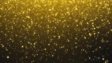 4k altın parlayan yıldız, defne çelengi, siyah arka plan ödülü. Parlayan altın zemin parçacık yıldızları toz oldu. Uzayda siyah arka planda parlak fütüristik güzellikler..