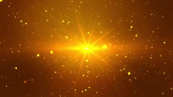 Estrella Reventó Con Destellos Efecto Luz Brillo Dorado Estrella Sol — Vídeo de stock