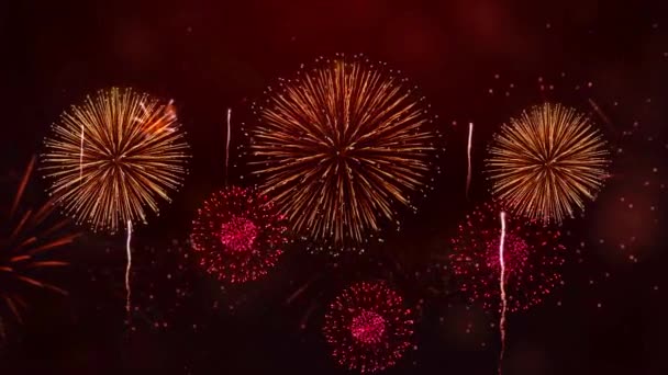 Φωτεινά Πολύχρωμα Πυροτεχνήματα Για Την Πρωτοχρονιά Και Άλλες Εκδηλώσεις Γιορτή — Αρχείο Βίντεο