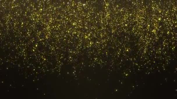 Fondo Caída Partículas Brillo Dorado Confeti Luz Mágica Hermosa Luz — Vídeo de stock