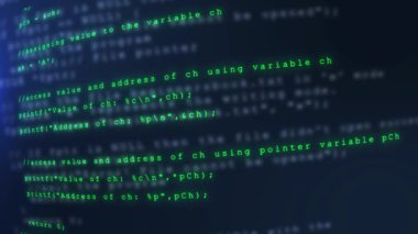 Programlama, teknoloji ve bilgisayar geçmişi. Dijital yazılım kaynak kodu. Şifreli program geliştirme ve güvenlik hackleme kodu. Kaynak kod. yazılım geliştiricisi ve Bilgisayar betiği