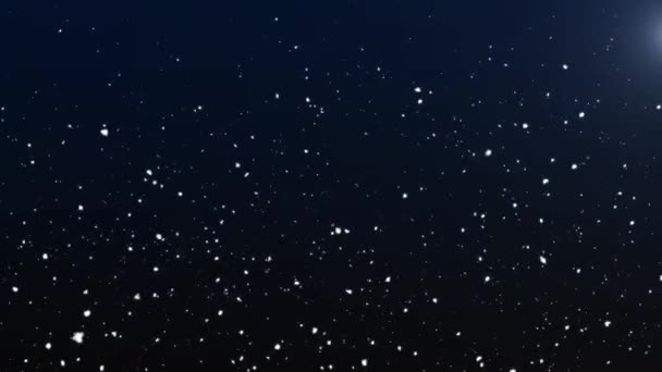 Repülő Sötét Kék Háttérrel Mozgókép Karácsonyi Háttér Hópelyhek Esik Téli — Stock videók