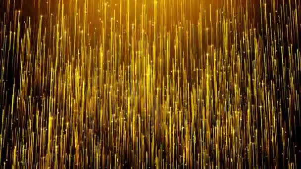 Golden Background Shining Gold Particles Flying Dust Shimmering Glittering Particles — Stock Video